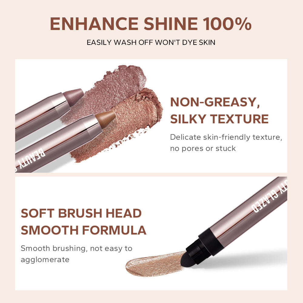 Dual-Ended Pearlescent Eyeshadow Stick: Effortlessly Create a "Lazy-Girl" Eye Makeup Look